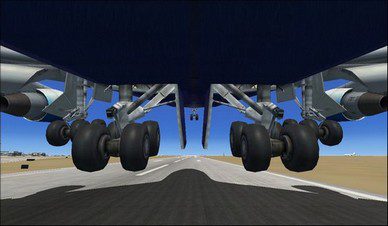 boeing 747-400 back landing gear camera view