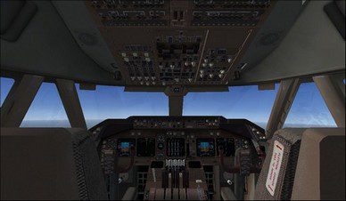 boeing 747-400 cockpit overview camera view